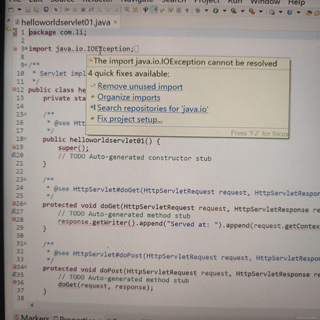 eclipse项目创建servlet ，报错 the import java.io.IOException cannot be ...