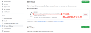 GitHub SSH 配置页面